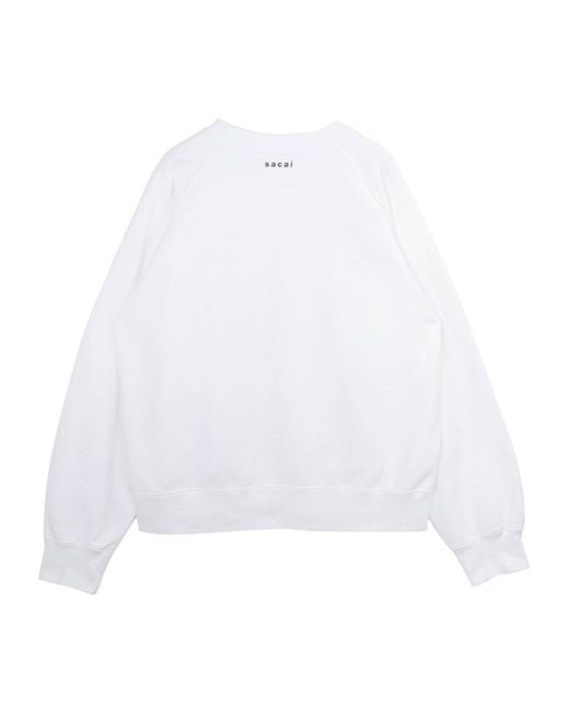 Sacai White Slogan Printed Crewneck Sweatshirt for men