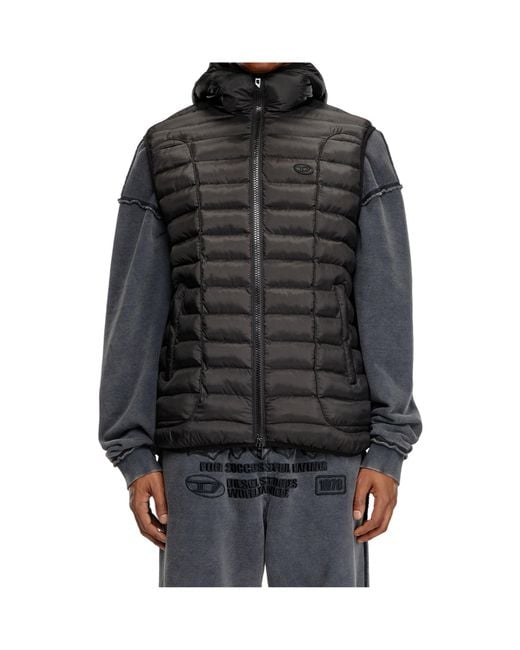 DIESEL Black W-Temple Gilet for men