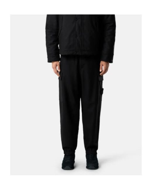Stone Island Black Logo Patch Straight Leg Pants for men