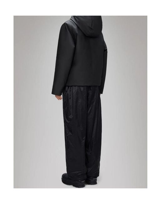 Rains Black Snap-Button Hooded Padded Jacket
