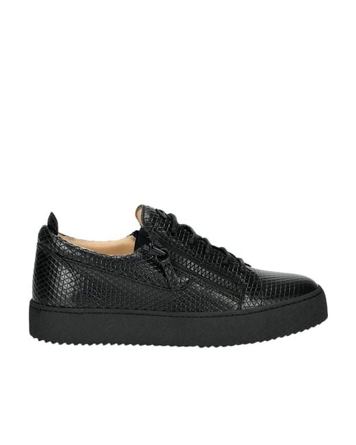 Giuseppe Zanotti Black Rhomboid Laced Shoes With Low Uppers for men
