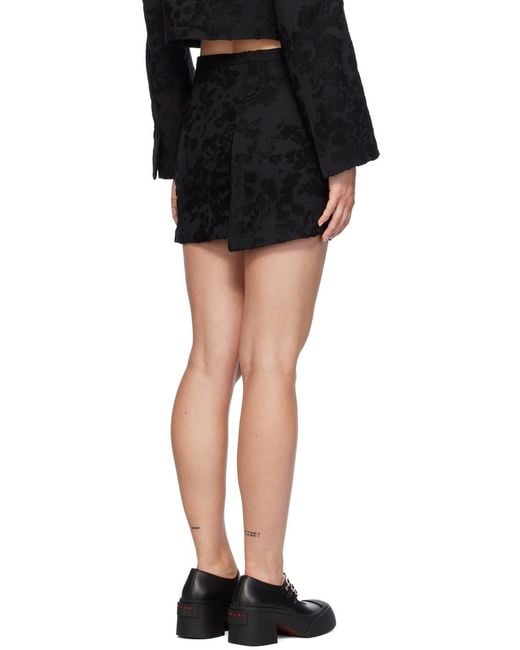 Ganni Black Floral Pattern Skirt