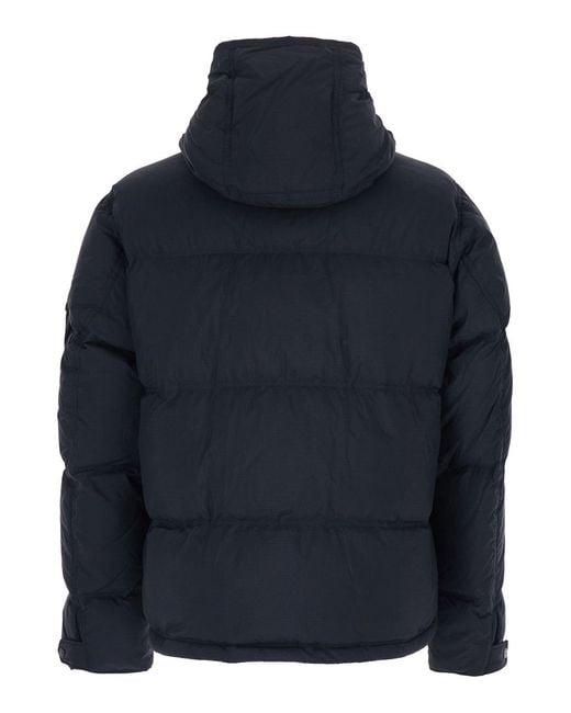 Stone Island Blue Drawstring Hooded Puffer Jacket for men