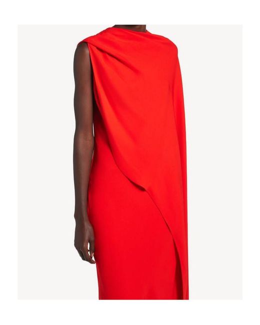 Balenciaga Red Silk-Wool Draped Maxi Dress