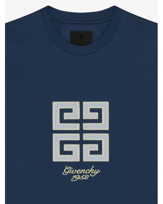 Givenchy Blue 4G Embroidered Crewneck T-Shirt for men