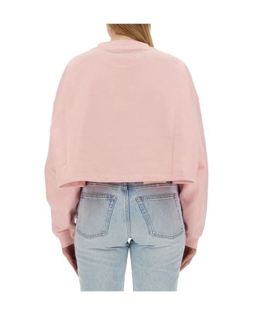 Marni Pink Logo Detailed Cropped Sweatshirt
