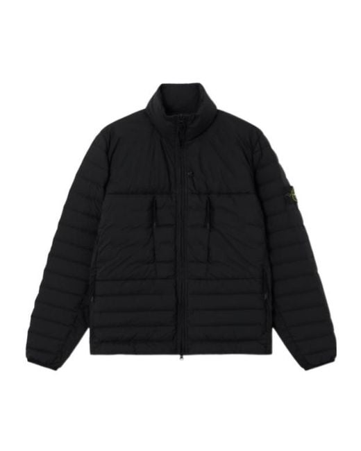 Stone Island Black Hooded Padded Coat for men