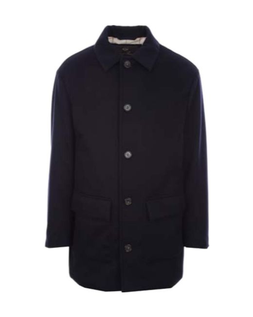 Loro Piana Blue Single-Breasted Coat for men
