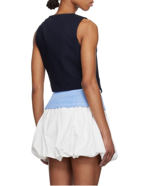 MSGM Blue Slub-Texture Waistcoat