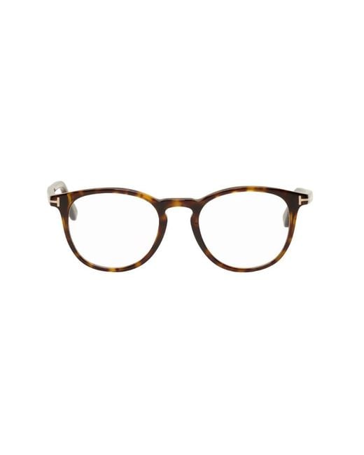 Tom Ford Brown Eyewear Round Frame Glasses for men