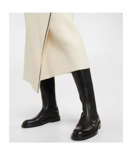 Jil Sander Black Leather Knee-High Boots