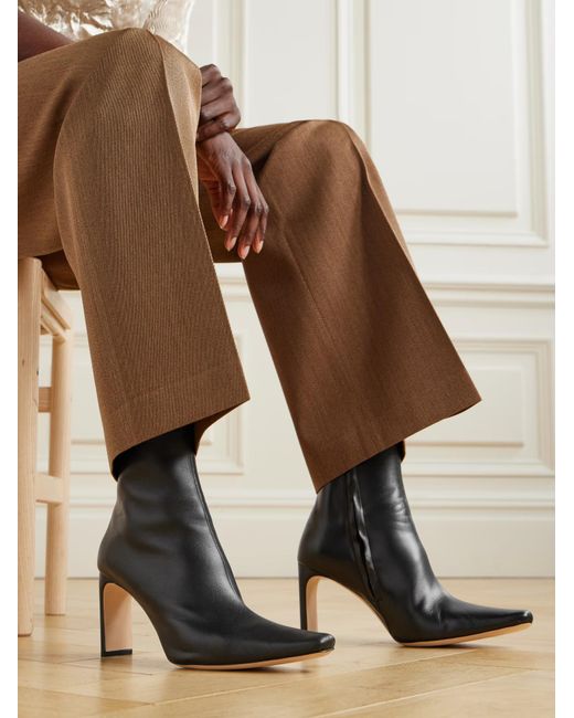 Staud Black Wally Leather Ankle Boots