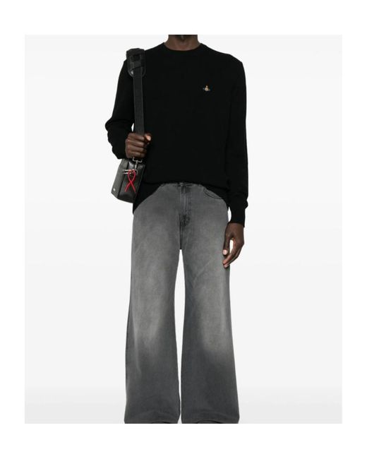 Vivienne Westwood Black Orb Logo Knitted Sweater for men
