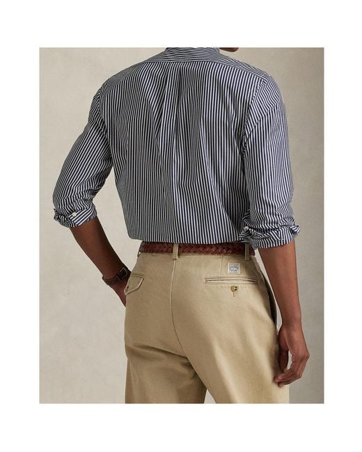 Polo Ralph Lauren Gray All Fit Striped Stretch Poplin Shirt for men