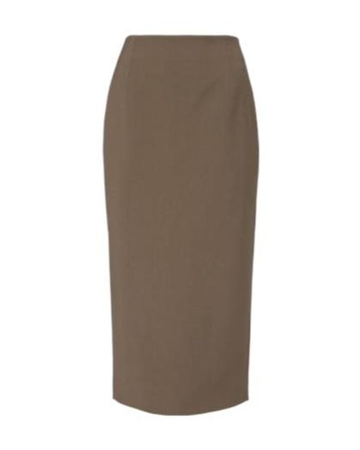 Mugler Brown Wool-Blend Pencil Skirt