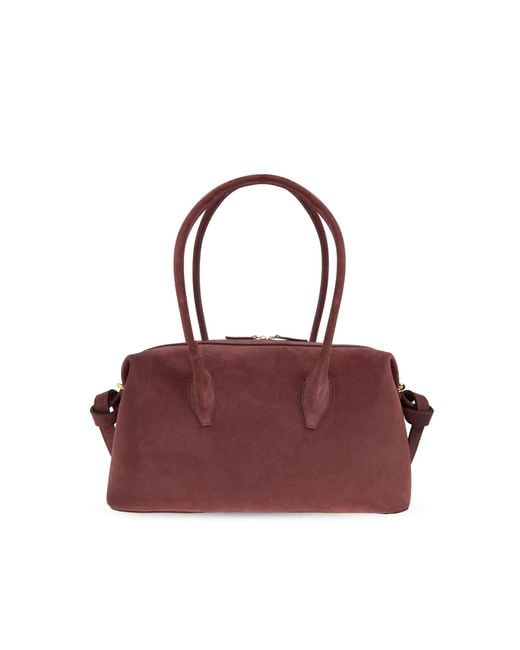 Yuzefi Red Brioche Suede Knotted-Detail Duffle Bag
