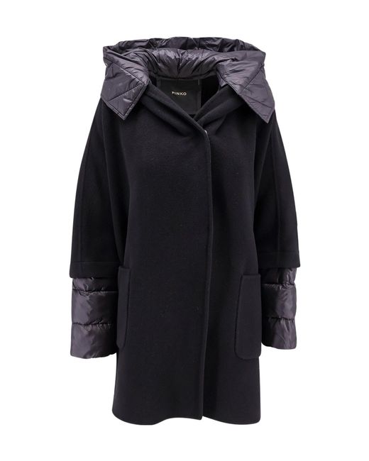 Pinko Blue Quilted Hooded Coat