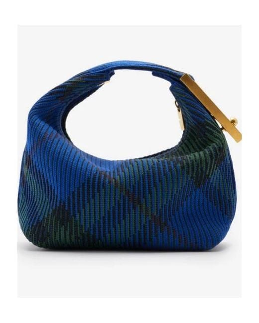 Burberry Blue Peg Checked Tote Bag