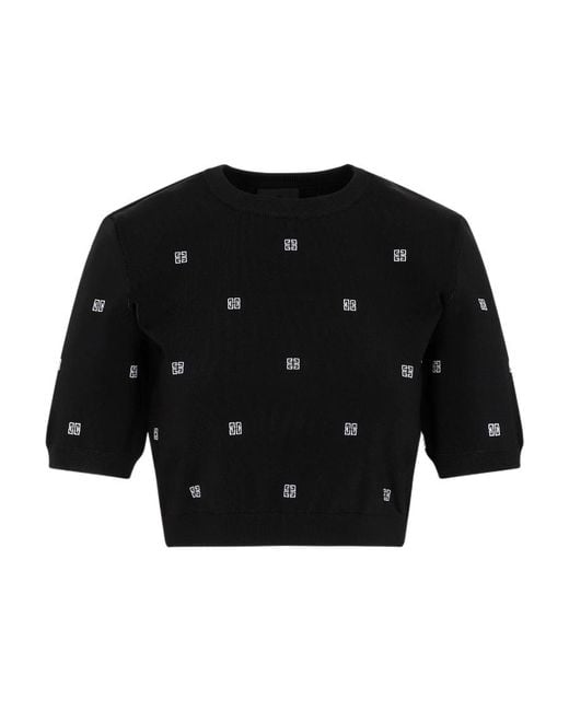 Givenchy Black Logo Detailed Short Sleeved Cropped Top
