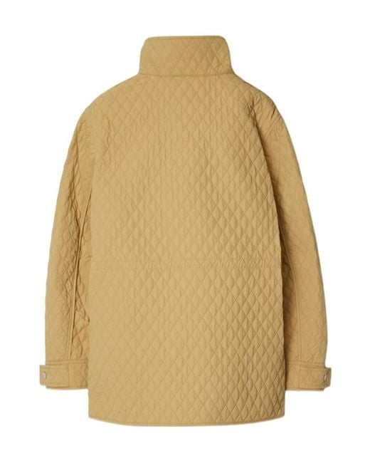 Burberry Natural Drawstring Waist Quilted Hooded Jacket