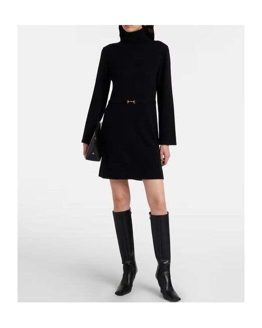 Rixo Black High-Necked Knitted Dress