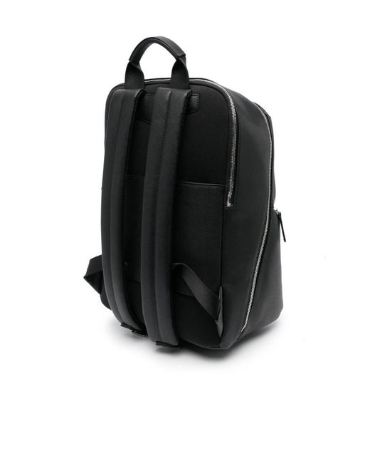 Emporio Armani Black Logo Plaque Zipped Backpack for men