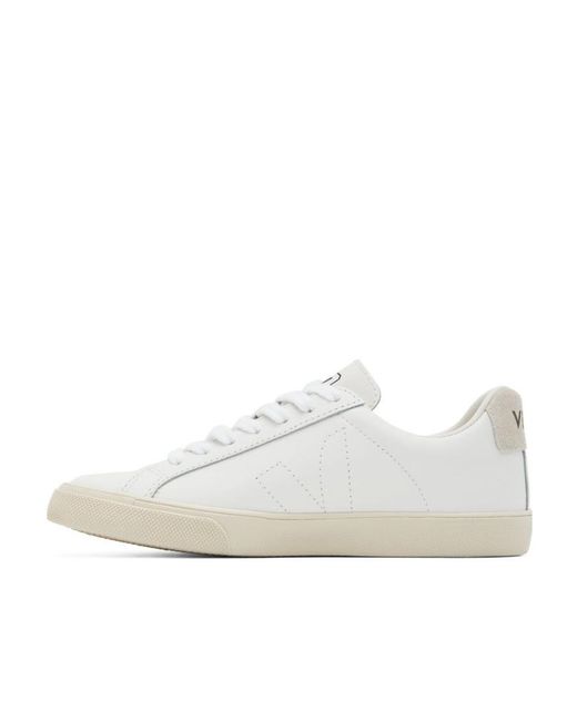 Veja White Esplar Logo Embroidered Low-Top Sneakers for men