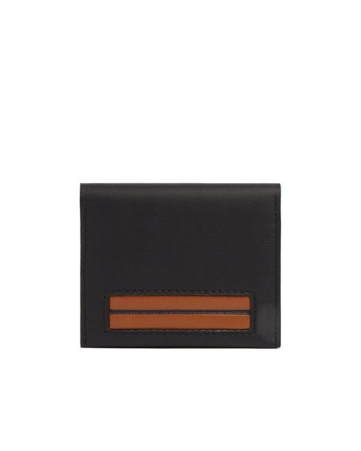 Zegna Black Foldable Leather Cardholder for men