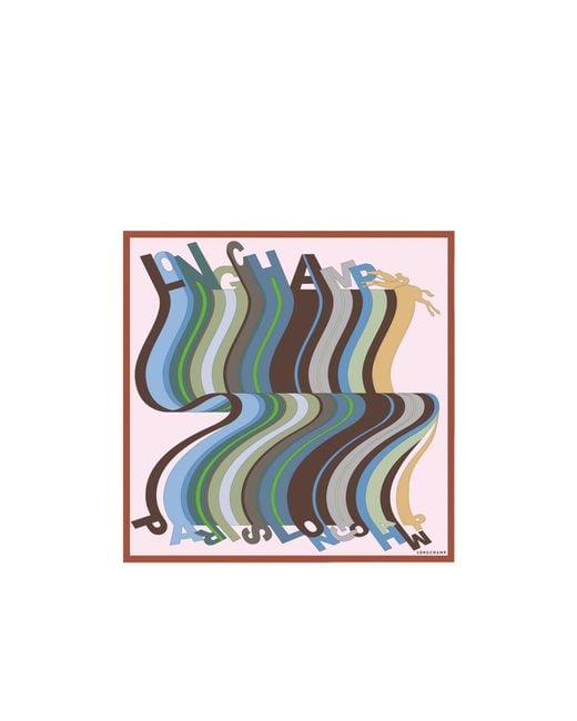 Longchamp Blue L'Arc-En-Ciel Silk Scarf 70