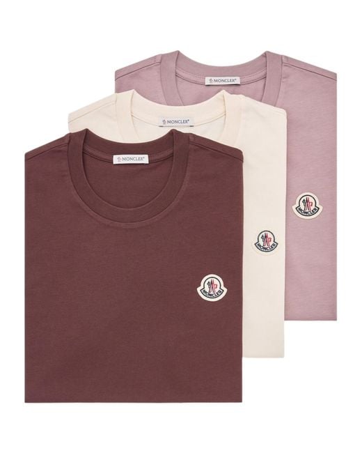 Moncler Purple Logo Patch Three-Pack Of T-Shirts