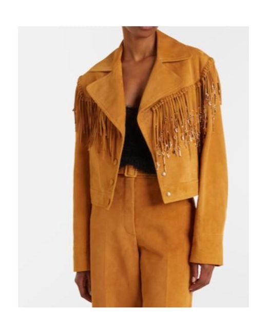 Gabriela Hearst Brown Azra Embellished Fringed Suede Jacket