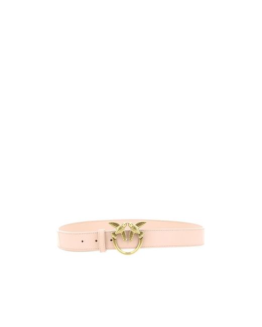 Pinko White Love Berry Logo Plaque Buckle Belt