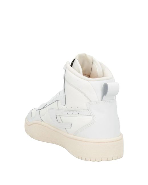 DIESEL White Minimalist High-Top Sneakers