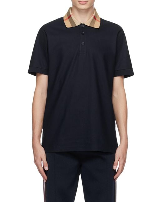 Burberry Blue Short-Sleeved Straight Hem Polo Shirt for men