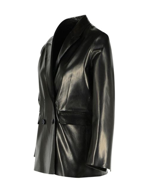 Salvatore Santoro Black Double Breasted Leather Blazer