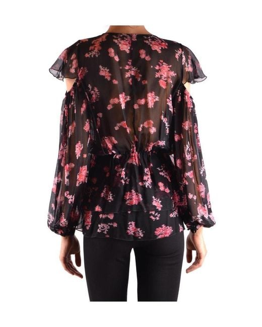 Pinko Red Logo Long-Sleeved Blouse
