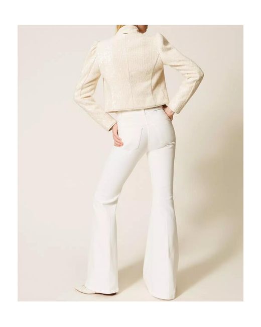 Twinset White Mid-Rise Flared Jeans