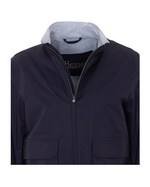 Herno Blue High-Neck Zip-Up Jacket for men