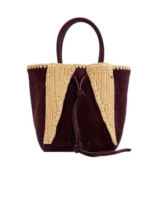 Gabriela Hearst Black Marija Small Raffia And Suede Tote Bag