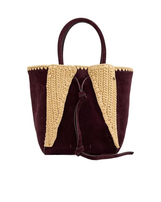 Gabriela Hearst Black Marija Small Raffia And Suede Tote Bag