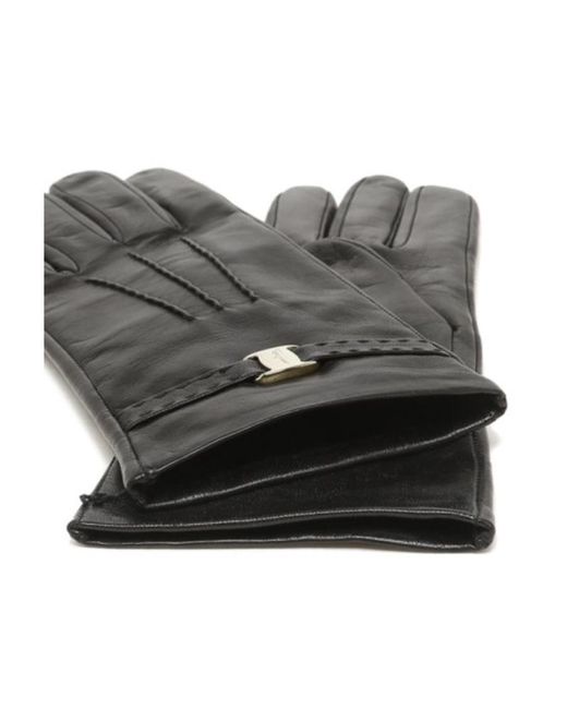 Ferragamo Black Logo Detail Gloves