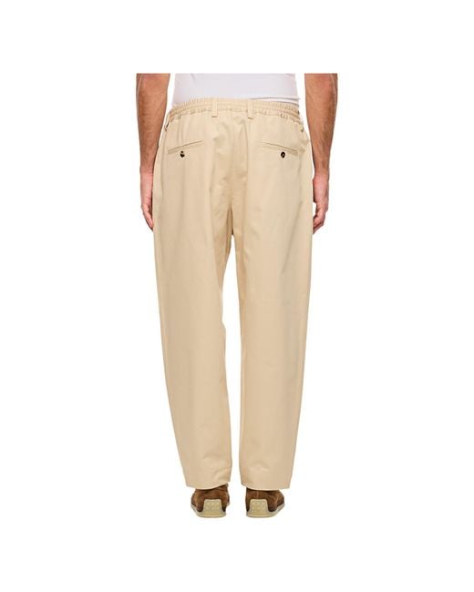 Marni Natural Pleated Tapered Leg Gabardine Trousers for men