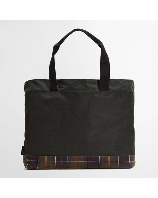 Barbour Black Field Waxed Tote Bag for men
