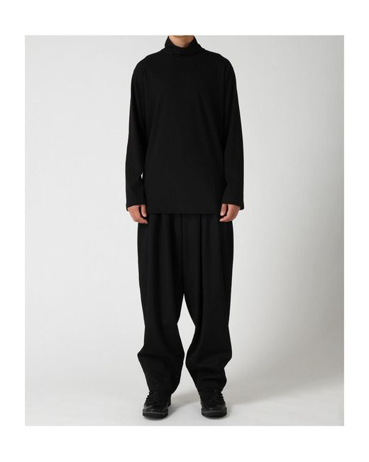 Yohji Yamamoto Black Soft Single Jersey High Neck Long Slv Tee for men