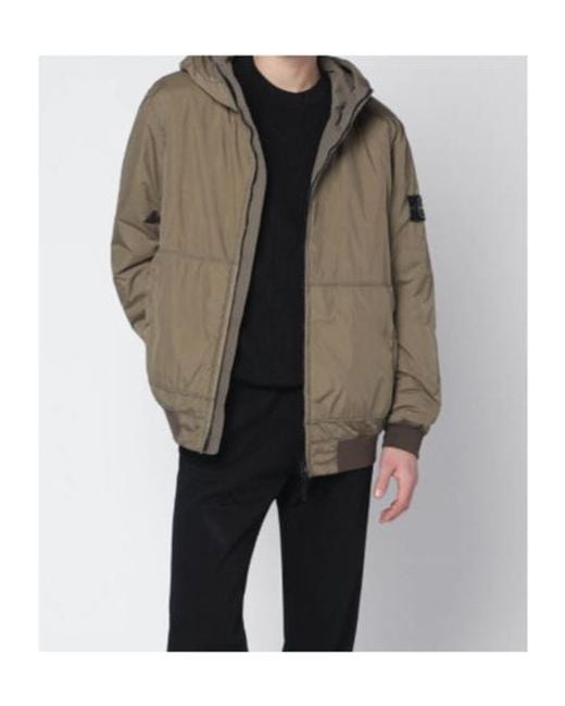Stone Island Green Hooded Zip-Up Padded Jacket for men