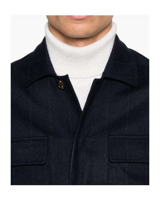 Eleventy Blue Striped Panelled Jacket for men