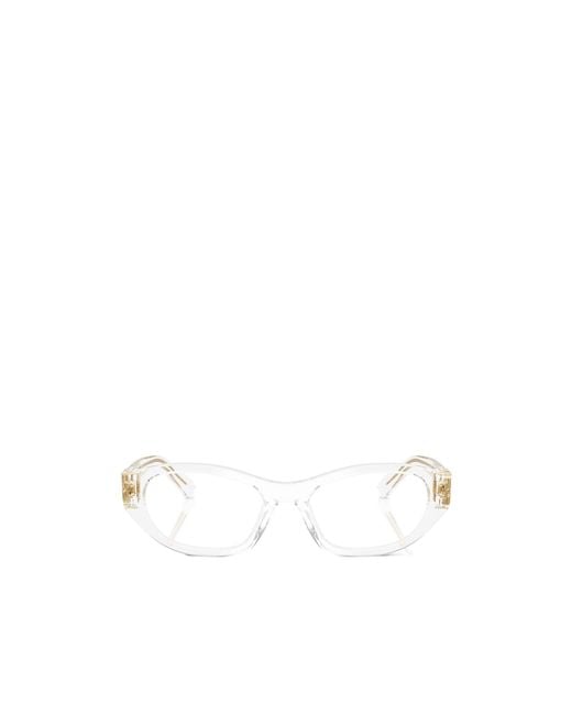 Miu Miu White Eyewear Oval Frame Glasses