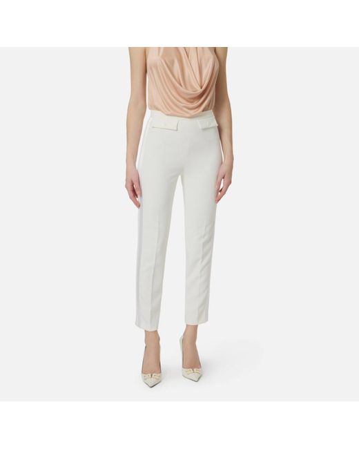 Elisabetta Franchi White Satin Trousers