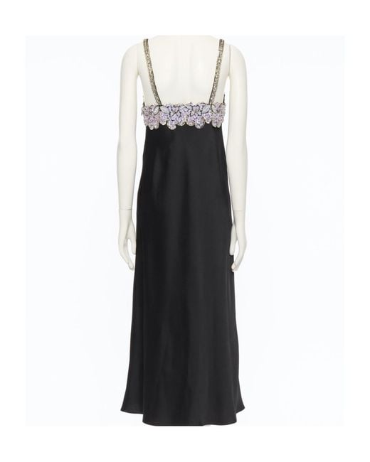 Valentino Black Embellished V-Neck Sleeveless Dress