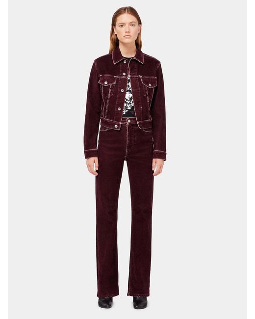 Rabanne Red High-Waist Straight-Leg Velvet Trousers